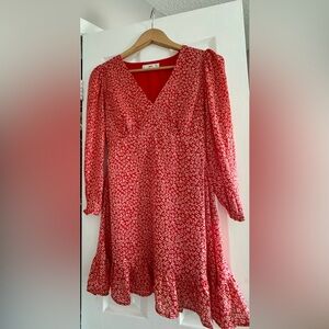 Women’s red floral long sleeve dress